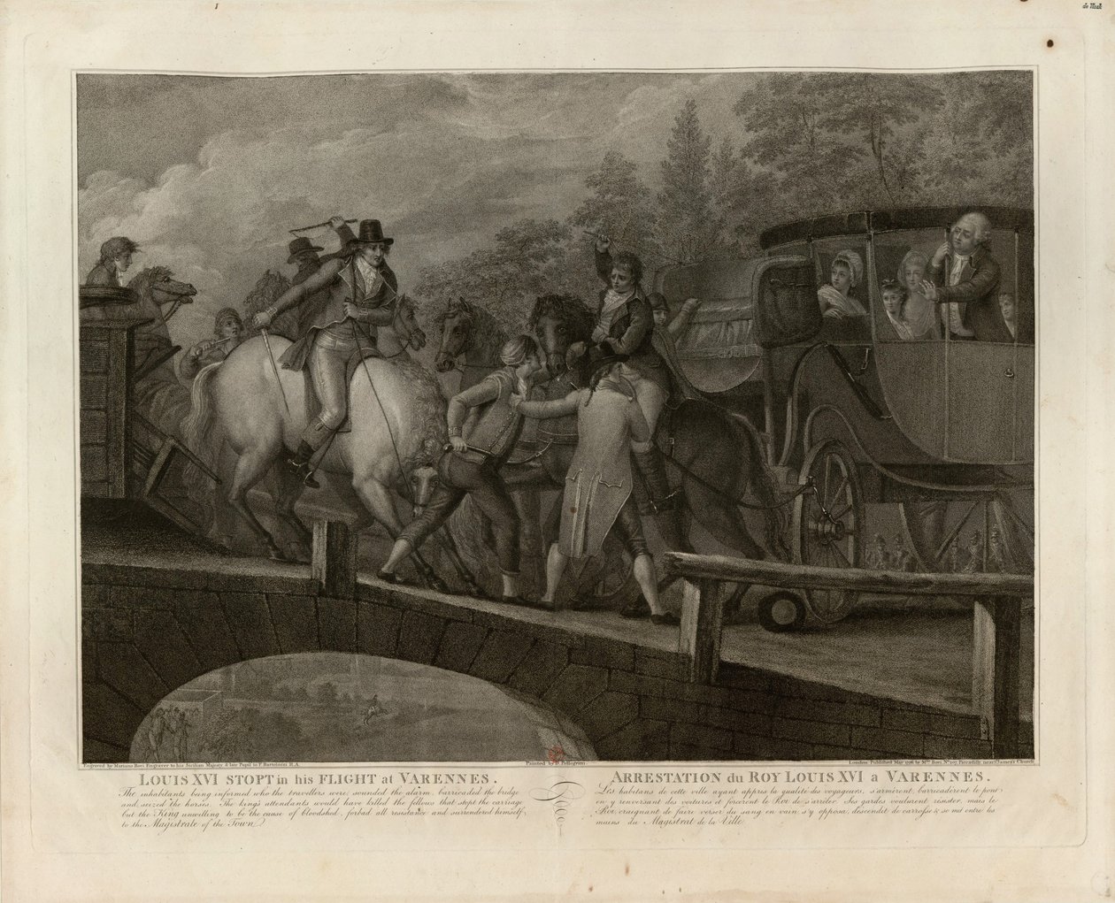 Aresztowanie Ludwika XVI i jego rodziny w Varennes, 22 czerwca 1791, 1796. autorstwa Mariano Bovi