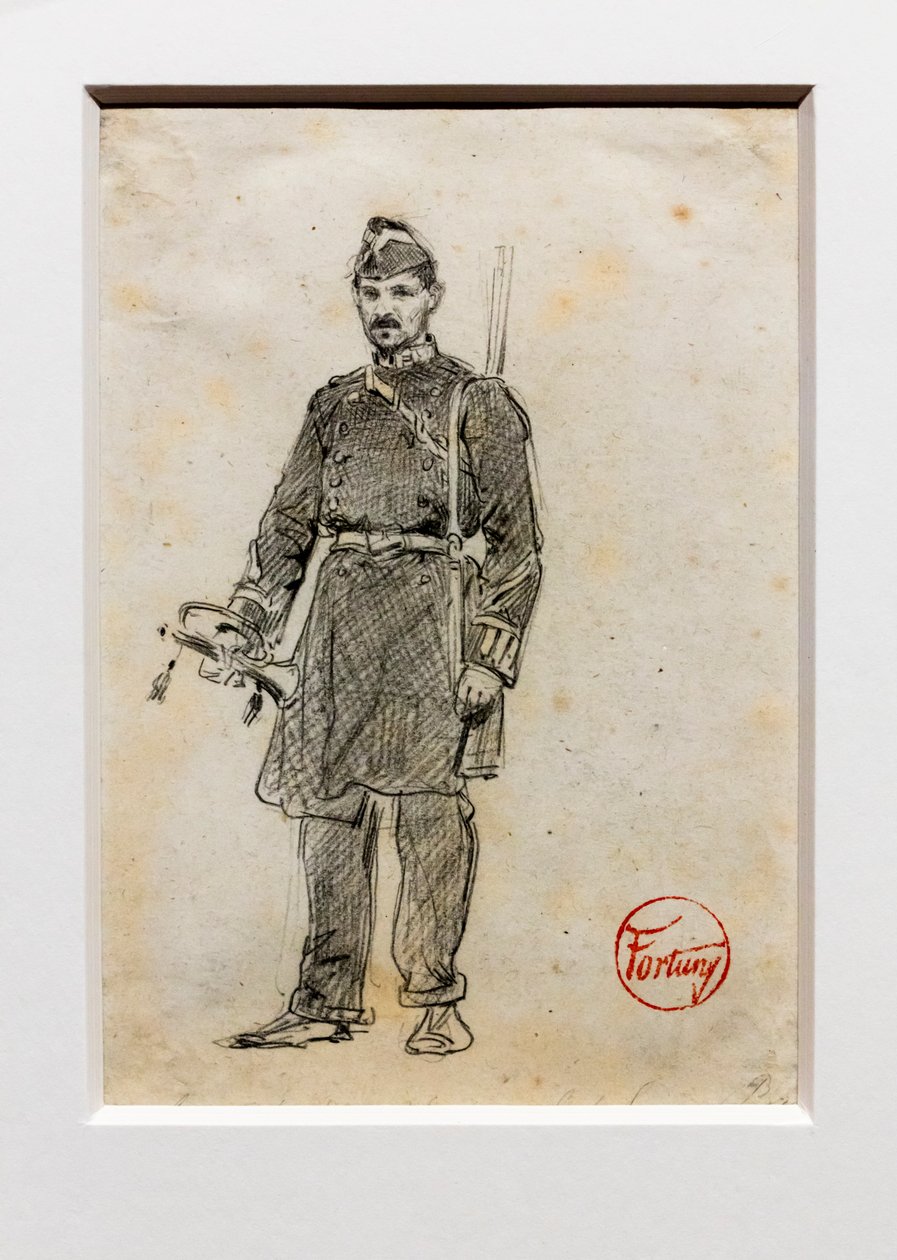 Hejnał generała Prima, około 1860 r. (ołówek grafitowy na papierze) autorstwa Mariano Fortuny
