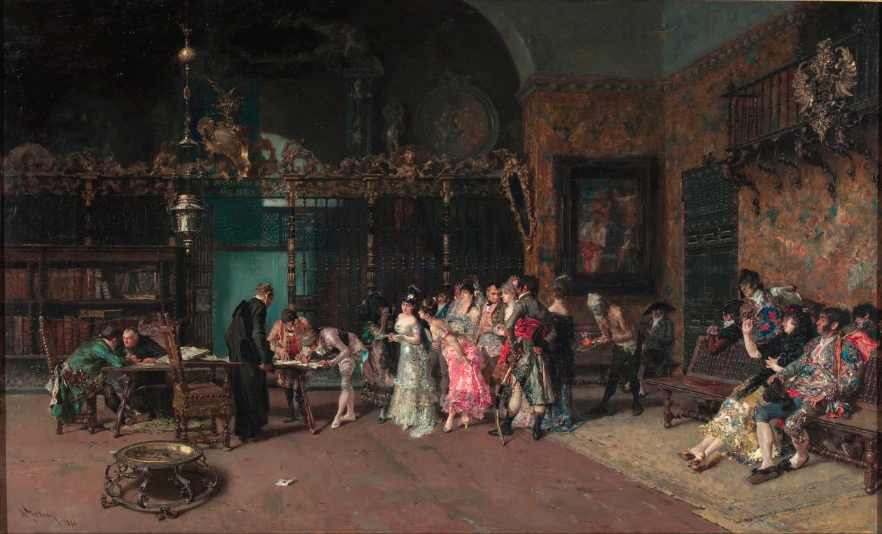 Le mariage espagnol - Hiszpańskie wesele - Malarstwo Fortuny, Mariano (1838-1874) - 1870 - Olej na płótnie - 60x93,5 - Museu Nacional d
