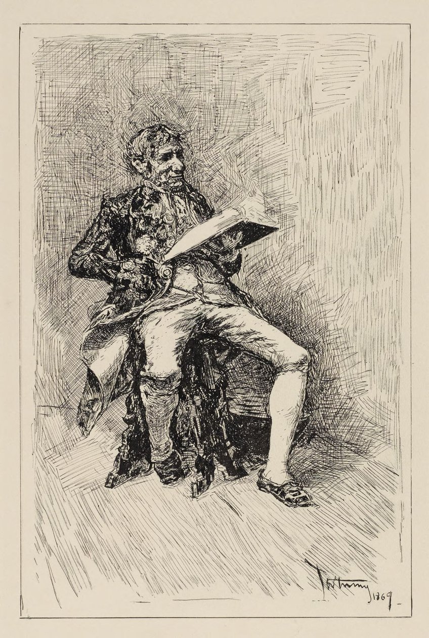Sitzender Mann, der ein Buch liest autorstwa Mariano Fortuny
