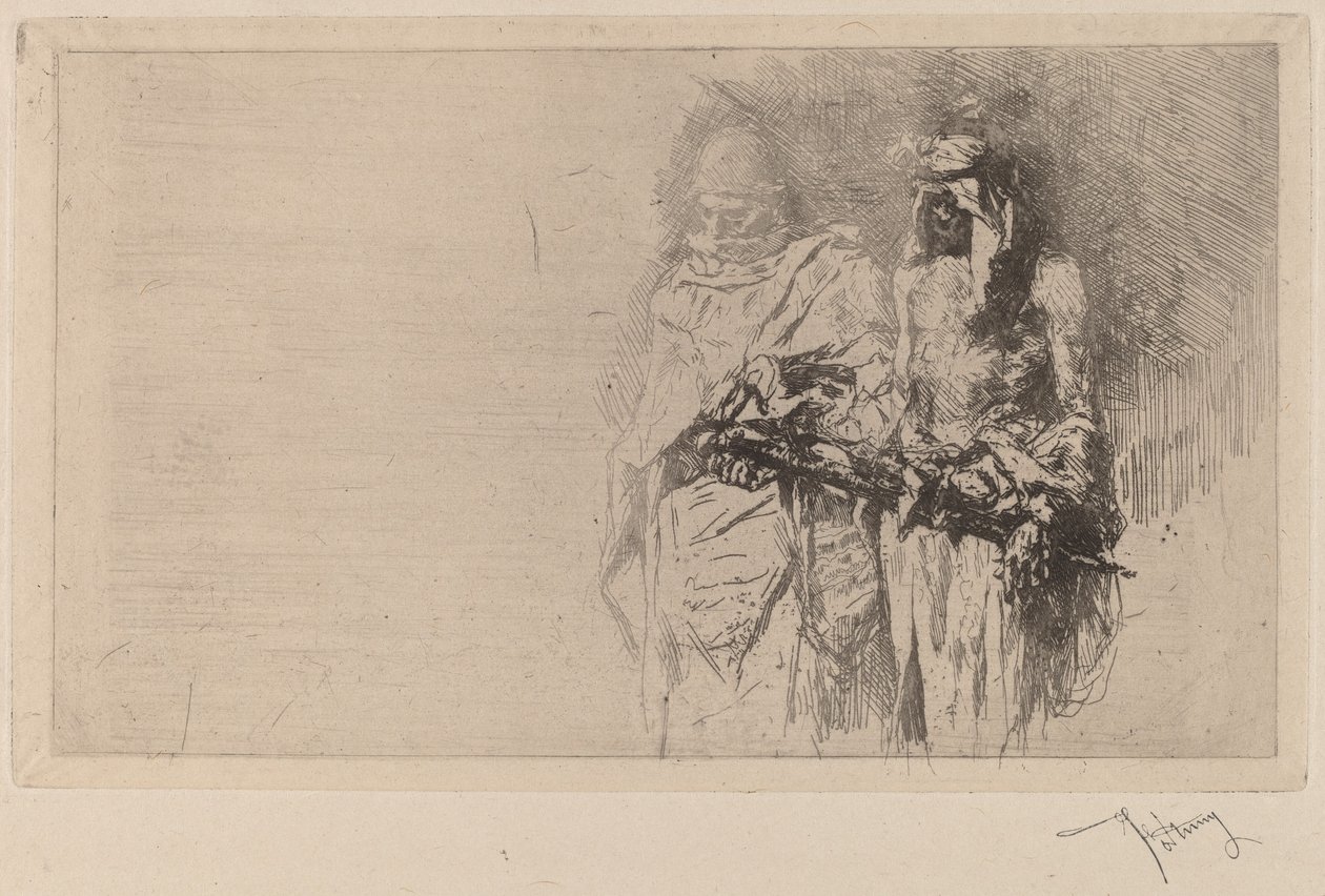 Croquis (dwie postacie arabskie) autorstwa Marià Fortuny