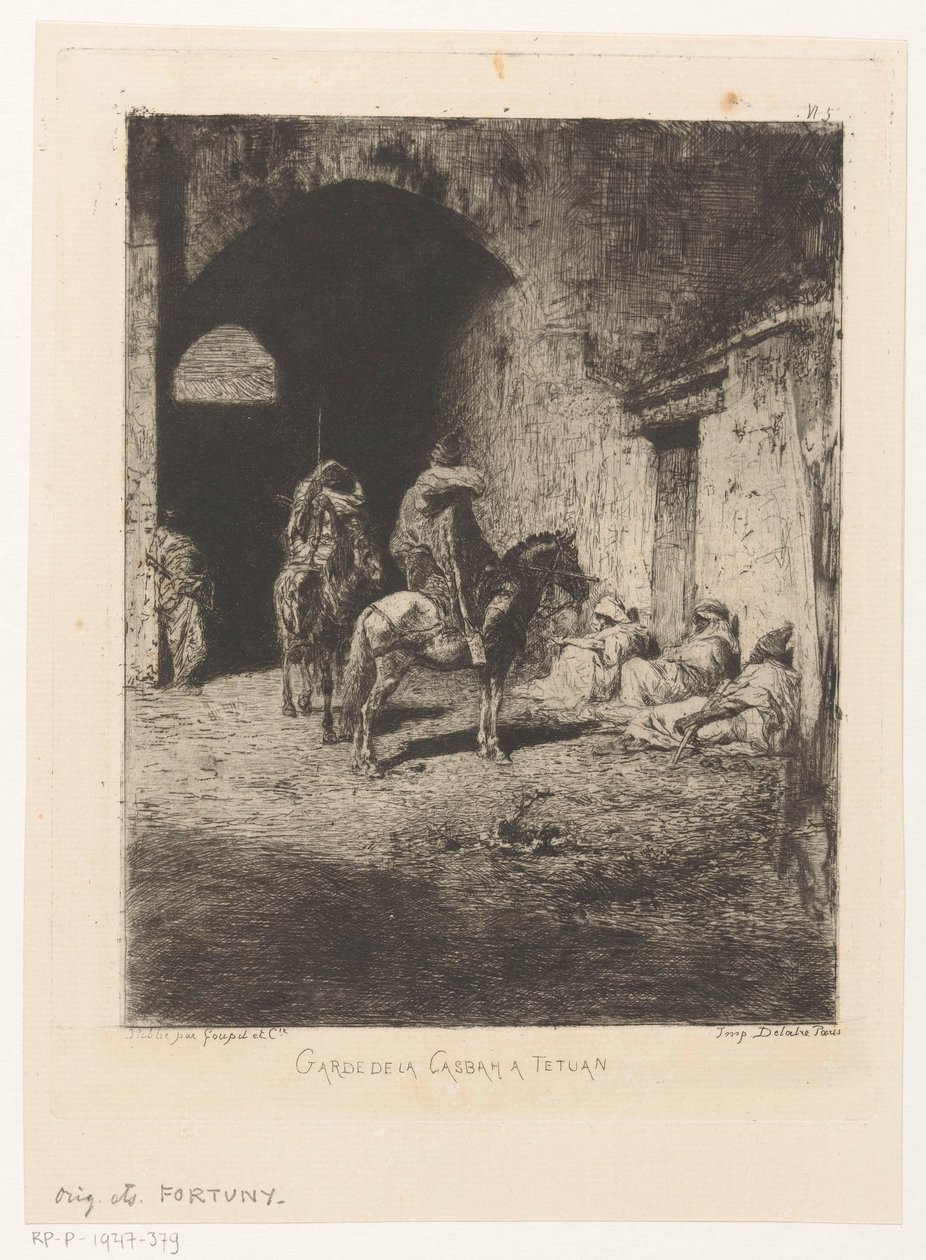Bewakers van de kasba te Tetouan Casbaha Tetuan Guard (tytuł na obiekcie) autorstwa Mariano José María Bernardo Fortuny y Carbó