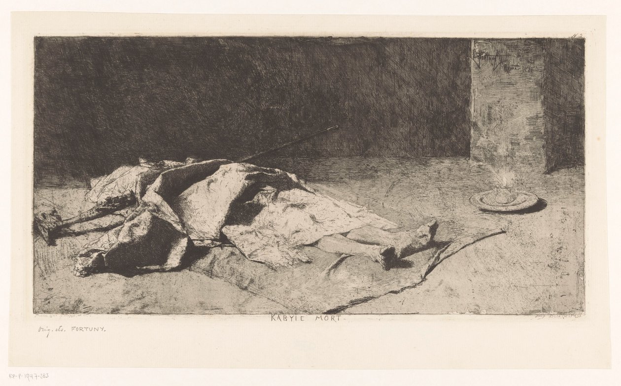 Martwe ciało Kabyla Kabyle mort (tytuł na obiekcie) autorstwa Mariano José María Bernardo Fortuny y Carbó