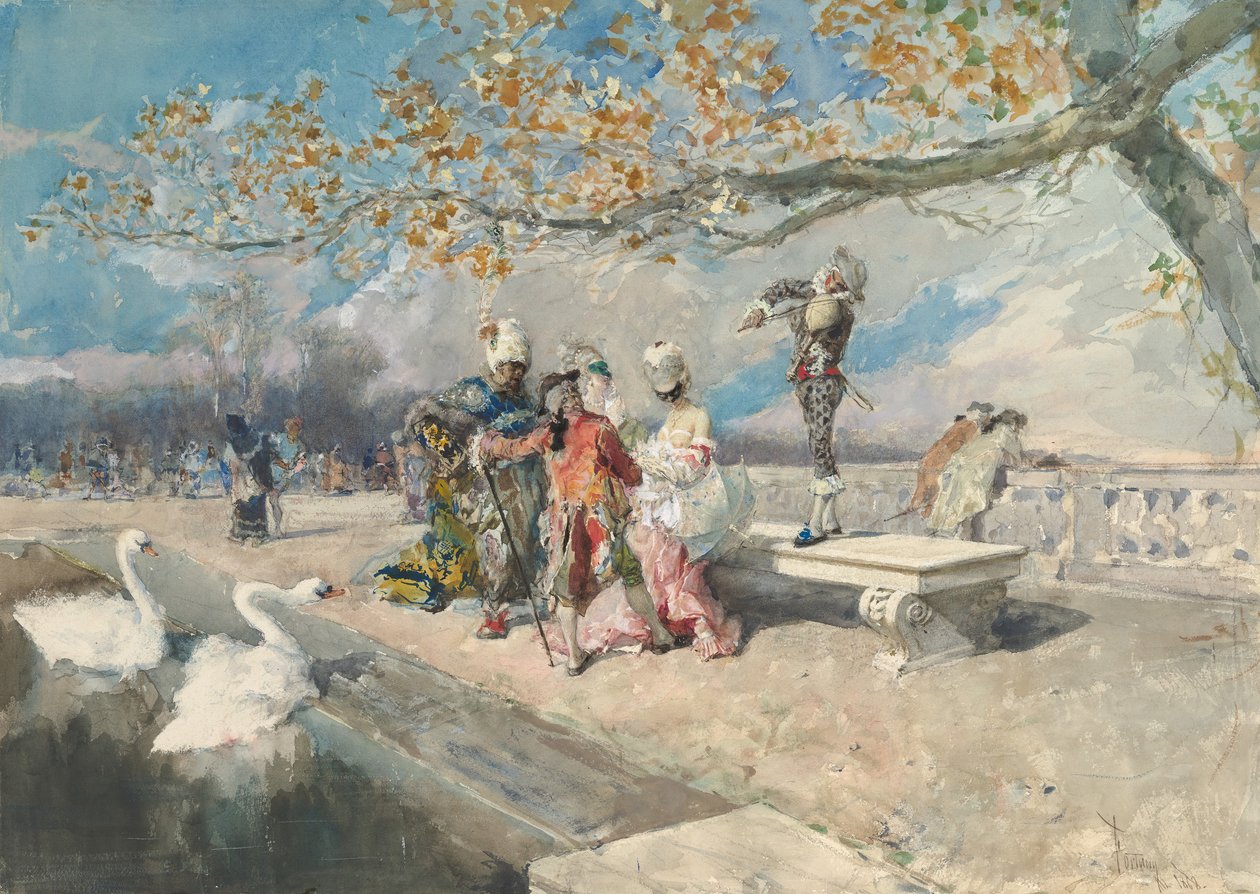 Maskarada, połowa XIX wieku. autorstwa Mariano José María Bernardo Fortuny y Carbó