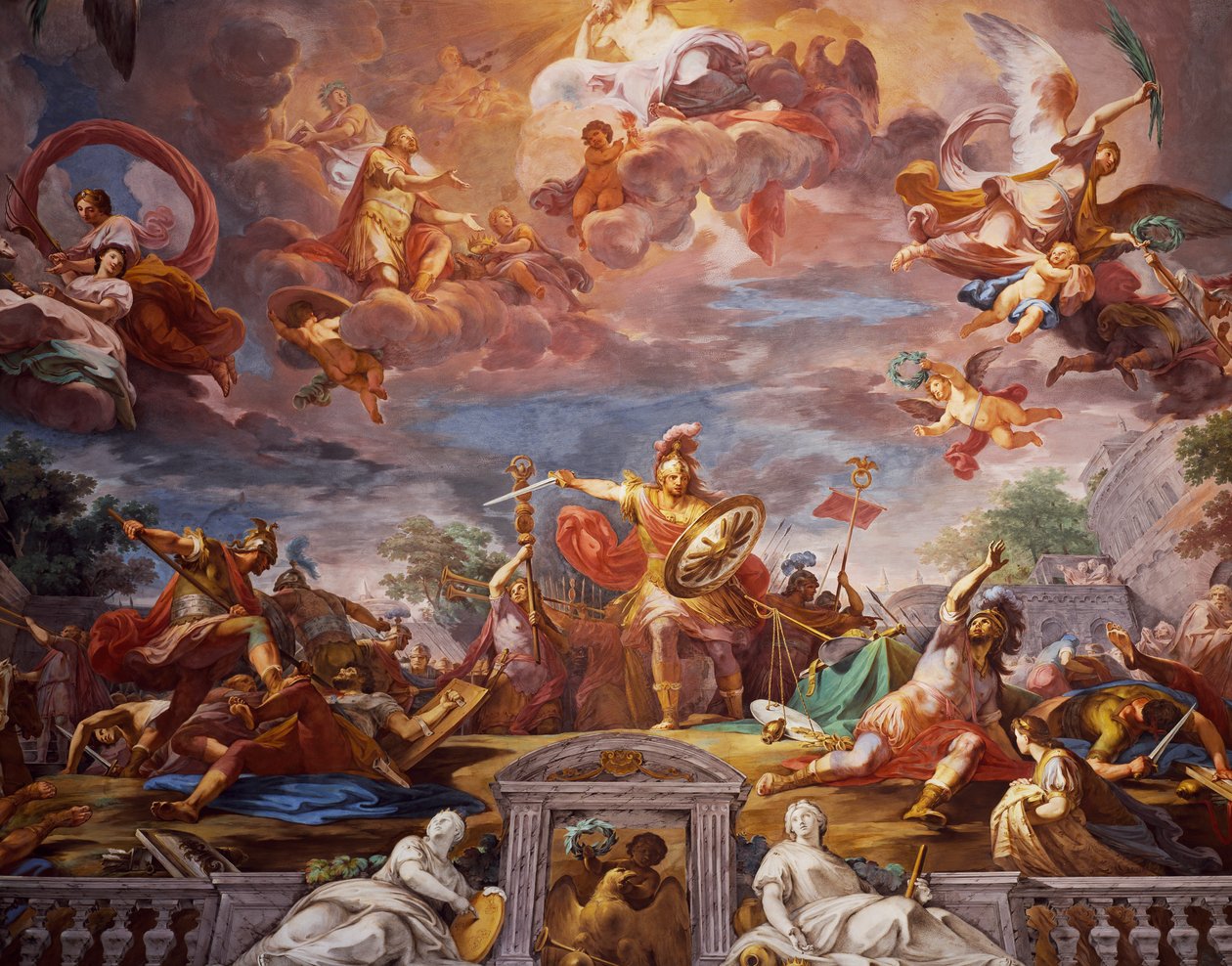 Marek Furiusz Kamillus zrywający traktat z Galami, Sala wejściowa, Galleria Borghese (fresk) autorstwa Mariano Rossi