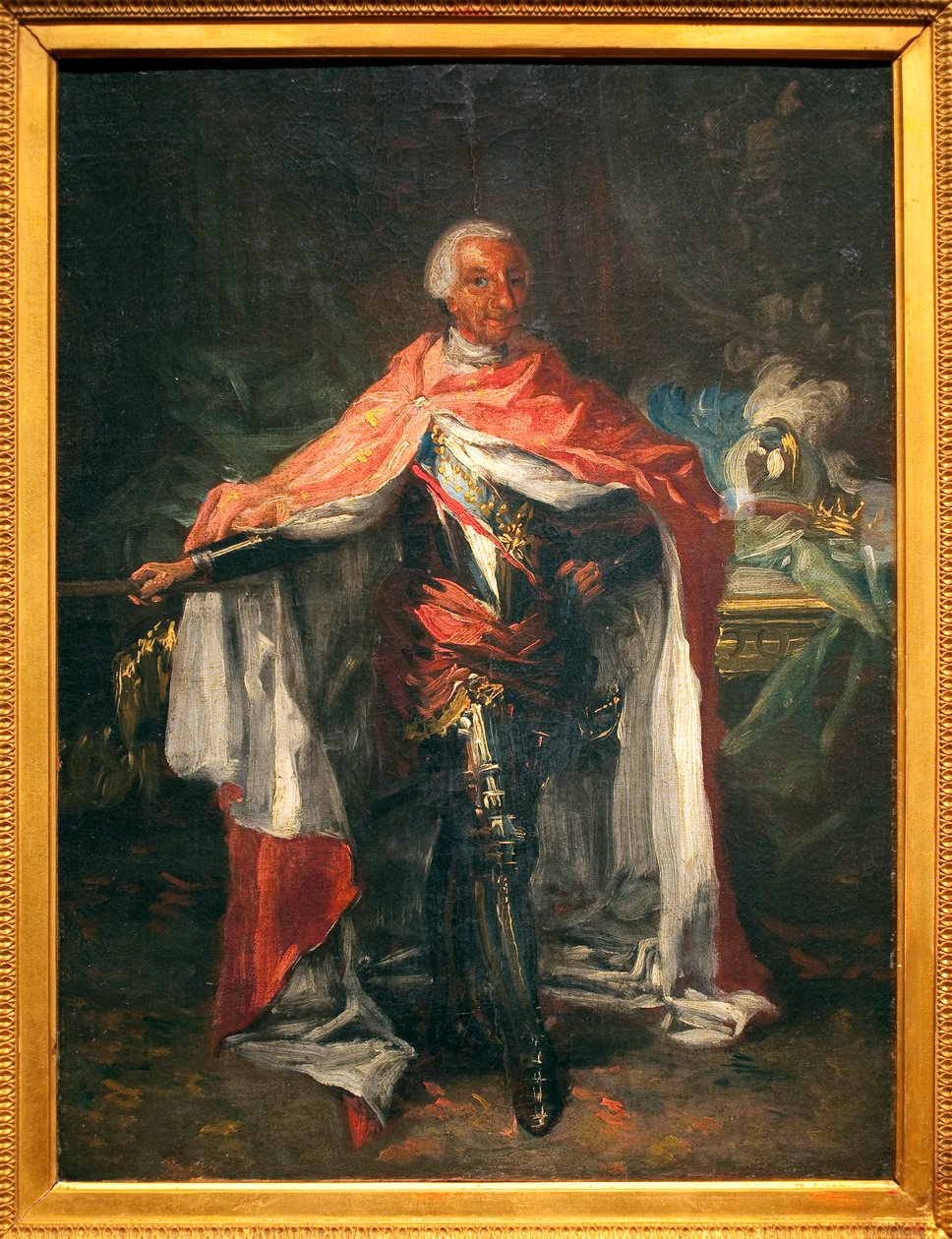 Portret Karola III Hiszpanii (1716-1788) - Obraz Mariano Salvador Maella (1739-1819), olej na płótnie, szkic, sztuka hiszpańska autorstwa Mariano Salvador de Maella