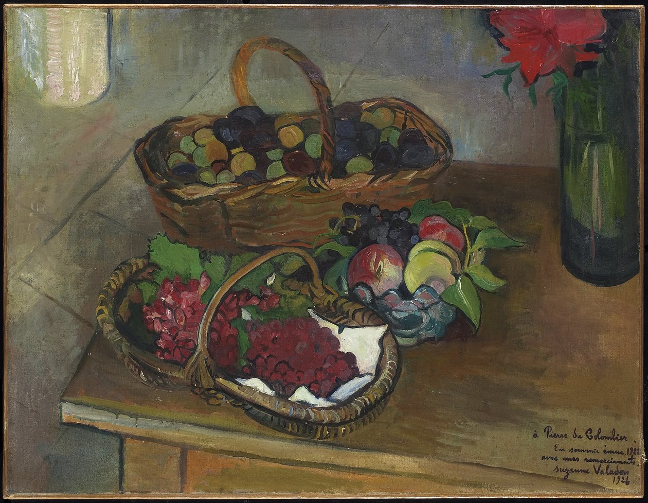 Martwa natura: owoce i kwiaty, 1926 autorstwa Marie Clementine (Suzanne) Valadon