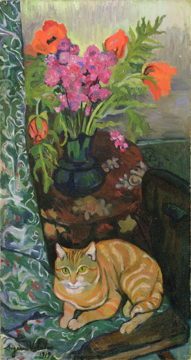 Bukiet i kot, 1919 autorstwa Marie Clementine (Suzanne) Valadon