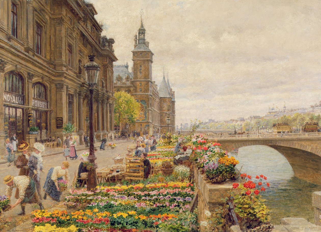 Paryski Targ Kwiatowy autorstwa Marie Francois Firmin Girard