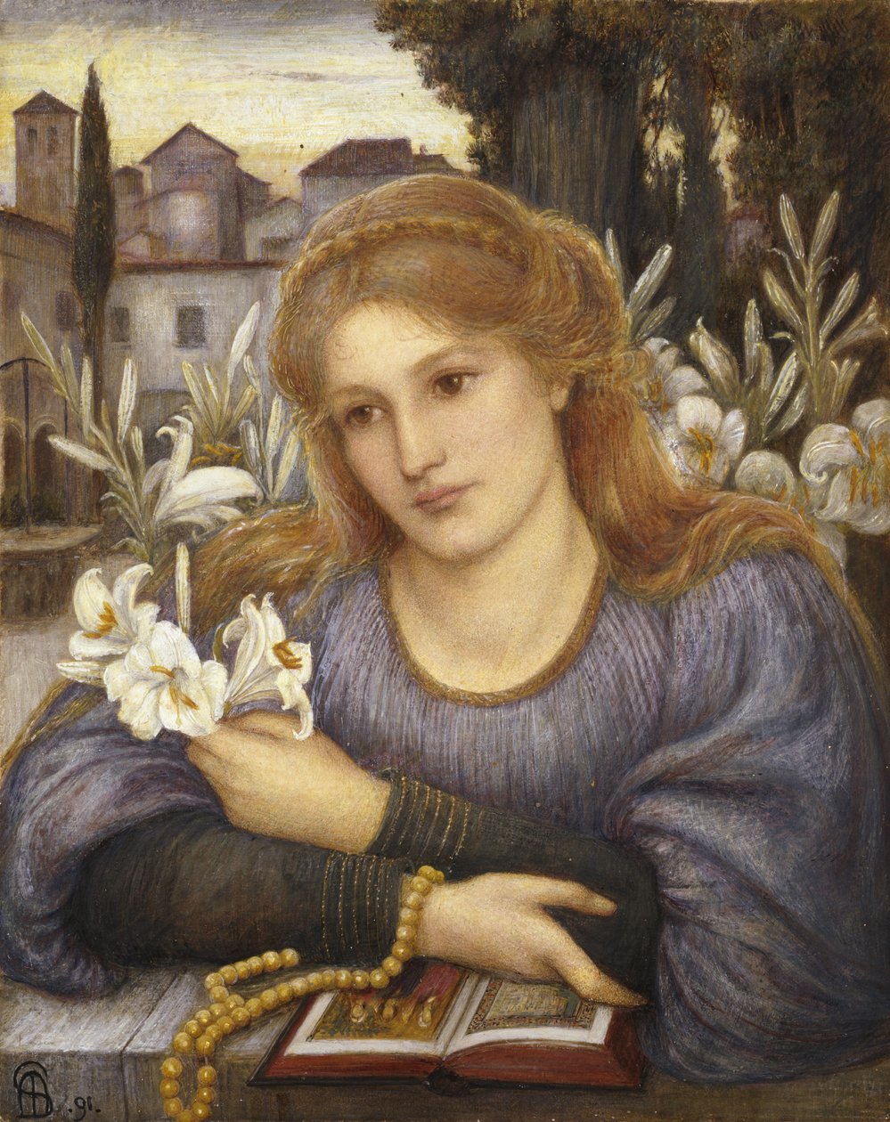 Lilie klasztorne, 1891 (akwarela na papierze) autorstwa Marie Spartali Stillman