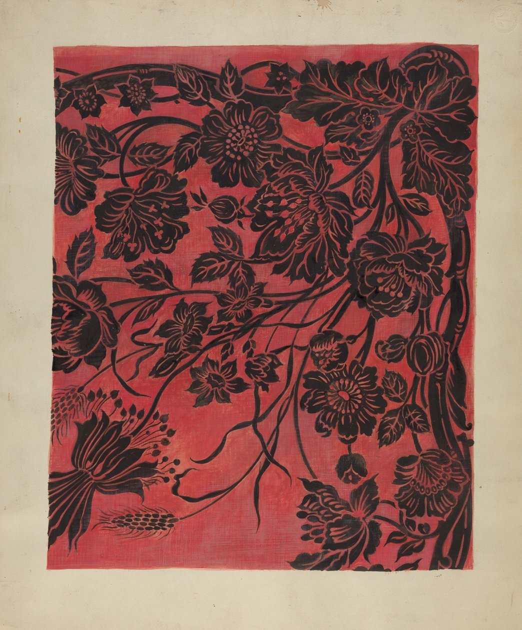 Stencilowany pokrowiec na stół, c. 1942. autorstwa Marie Alain