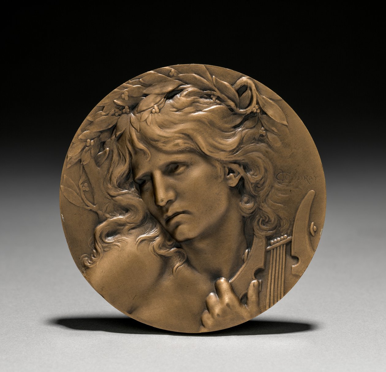 Medal wręczony Loïe Fuller przez rząd francuski: Orfeusz przy wejściu do podziemi (awers) autorstwa Marie Alexandre Lucien Coudray