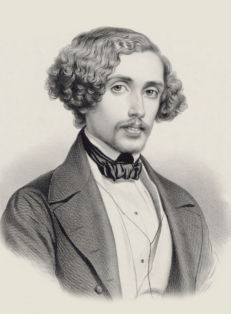 Portret pianisty i kompozytora Juliusa Schulhoffa 1825-1898 , 1850. autorstwa Marie Alexandre Menut Alophe