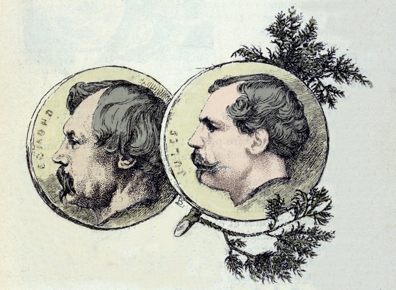 Portret pisarzy braci Edmonda Goncourta (1822-1896) i Julesa Goncourta (1830-1870). Akwaforta Marie Bacquemond (1841-1916) autorstwa Marie Bracquemond