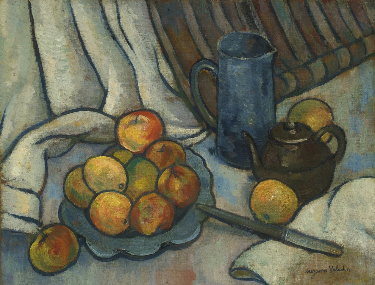 Jabłka, czajnik i dzbanek, ok. 1919 autorstwa Marie Clementine (Suzanne) Valadon