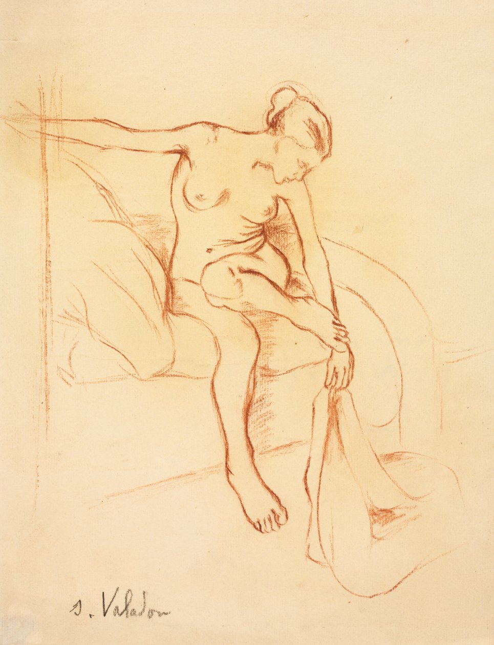 Naga kobieta siedząca na łóżku, I III wiek XX. autorstwa Marie Clementine (Suzanne) Valadon