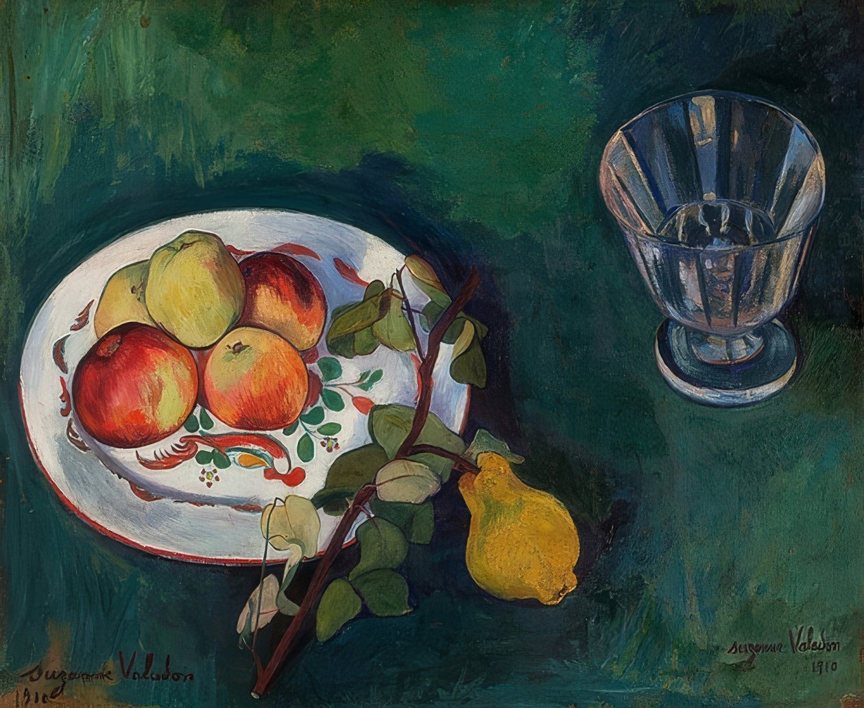 Martwa natura z owocami i szkłem. 1910 autorstwa Marie Clementine (Suzanne) Valadon