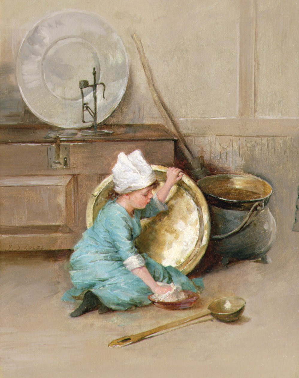 Mosiądz polerski, ok. 1900 (olej na panelu) autorstwa Marie Elizabeth Seymour Lucas