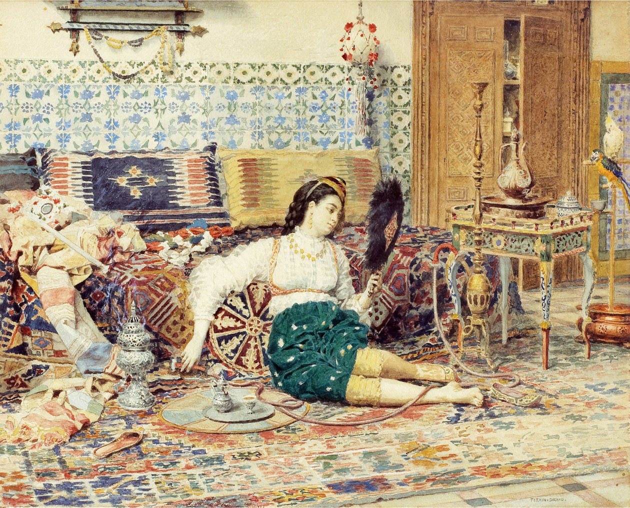 Piękny oriental autorstwa Firmin-Girard (Firmin Girard), Francois Marie (1838-1921), - Akwarela na papierze, 38x47 - Kolekcja prywatna autorstwa Marie Francois Firmin Girard