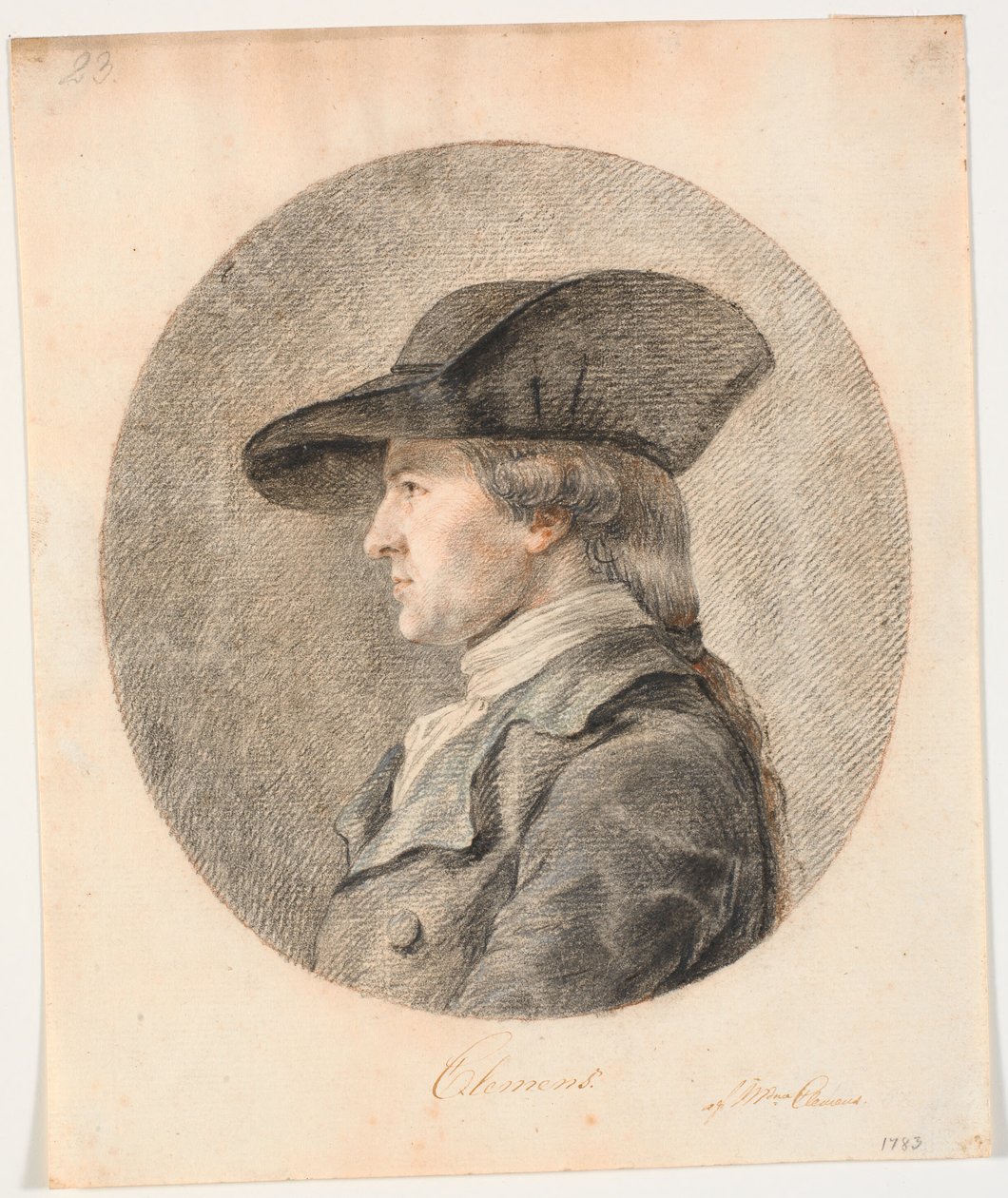Portret J.F. Klemensa. Profil po lewej autorstwa Marie Jeanne Clemens