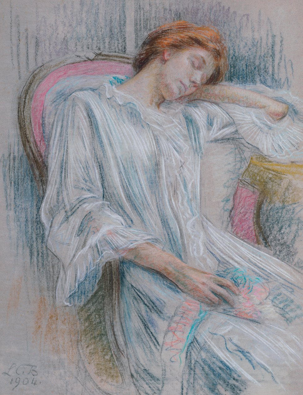 Młoda kobieta śpi na krześle autorstwa Marie Louise Catherine Breslau