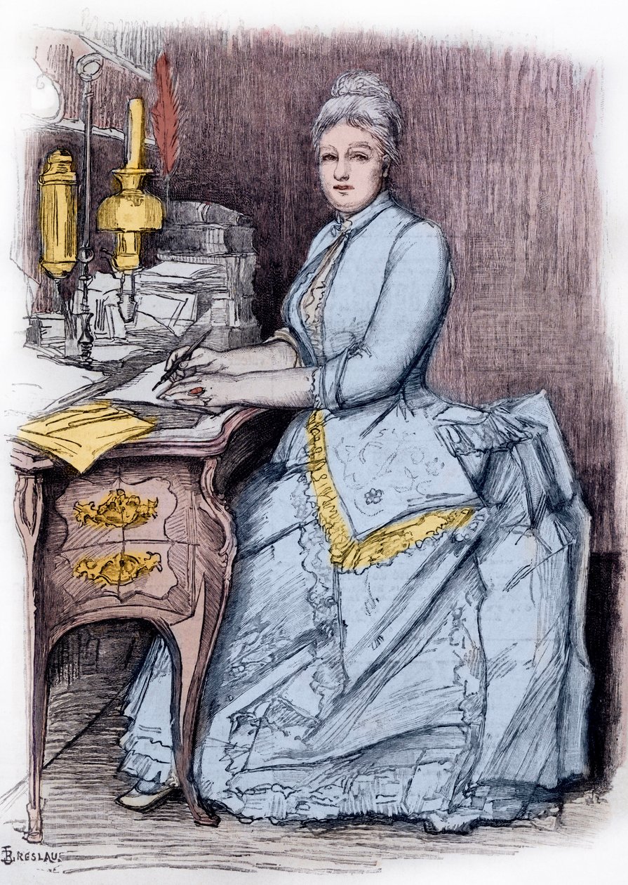 Juliette Lamber (Mme Edmond Adam) (1836-1936), francuska literatka - rycina Louise Catherine Breslau (1856-1927) ze zbiorów prywatnych autorstwa Marie Louise Catherine Breslau