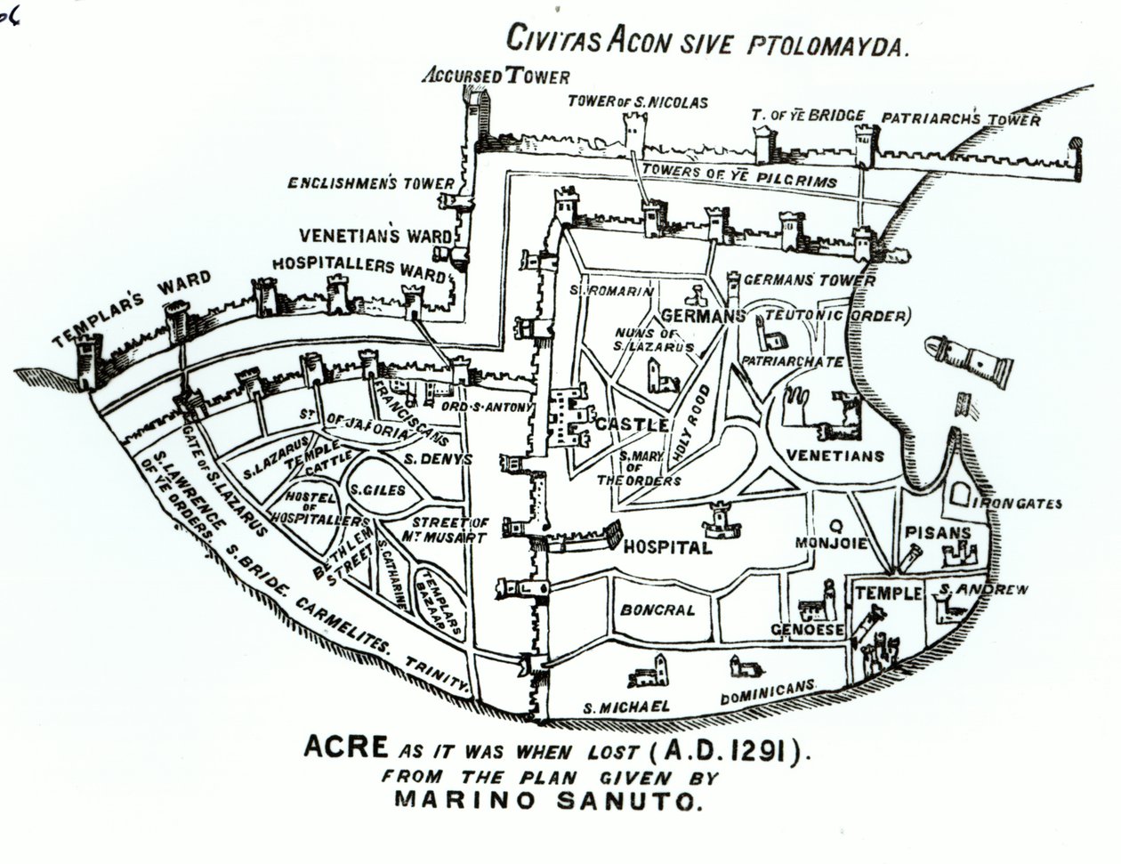 Akr, jaki był, gdy został utracony (1291 r. n.e.) autorstwa Marino the Elder Sanuto