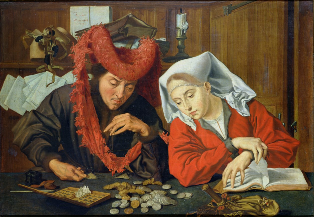 Bankier i jego żona, 1538 autorstwa Marinus van Roejmerswaelen