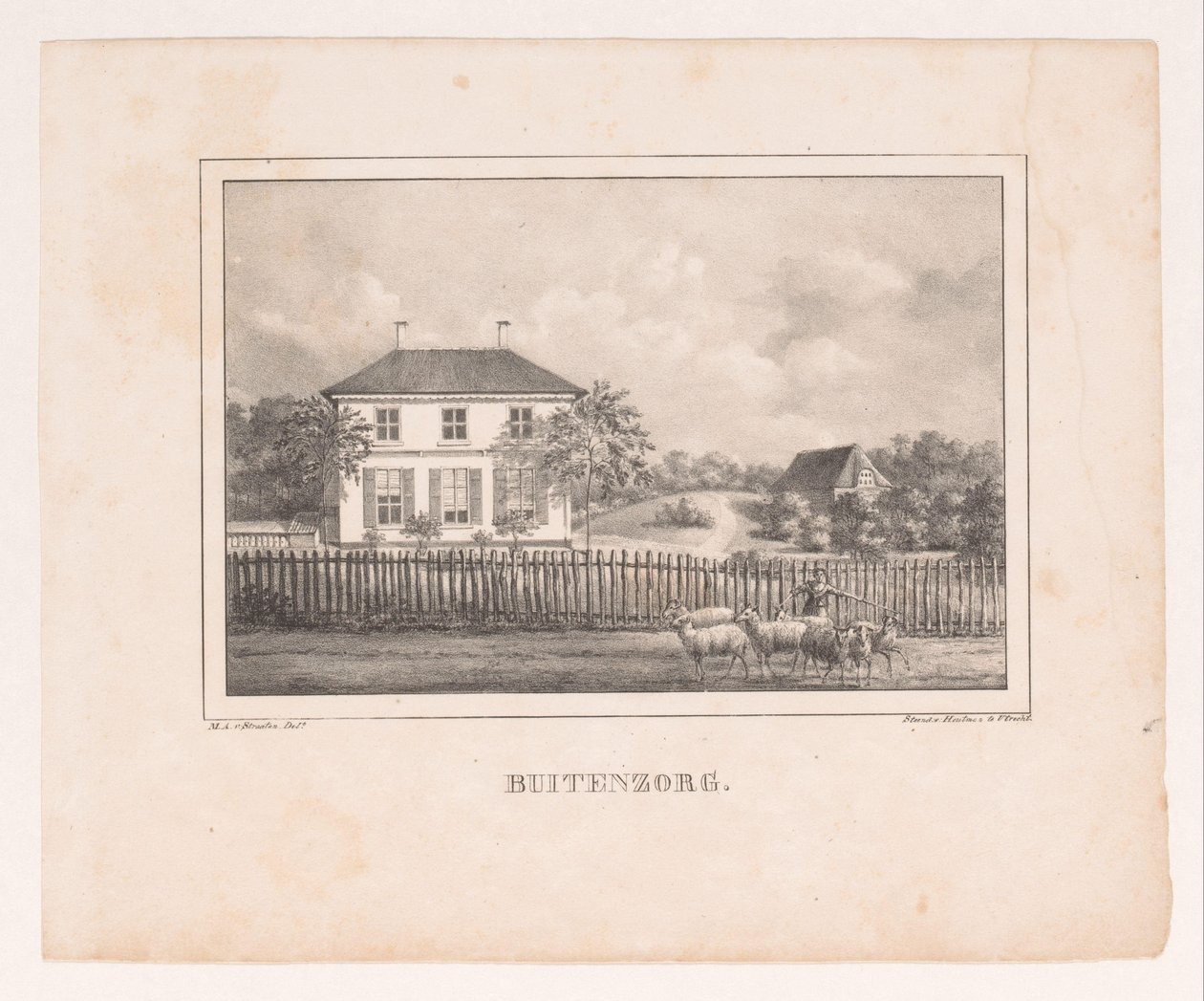 Widok Huis Buitenzorg Buitenzorg (tytuł na obiekcie) autorstwa Marinus Adrianus van Straten
