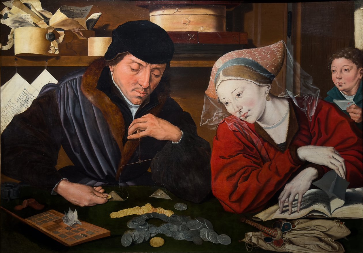 Bankier i jego żona autorstwa Marinus van (follower of) Reymerswaele