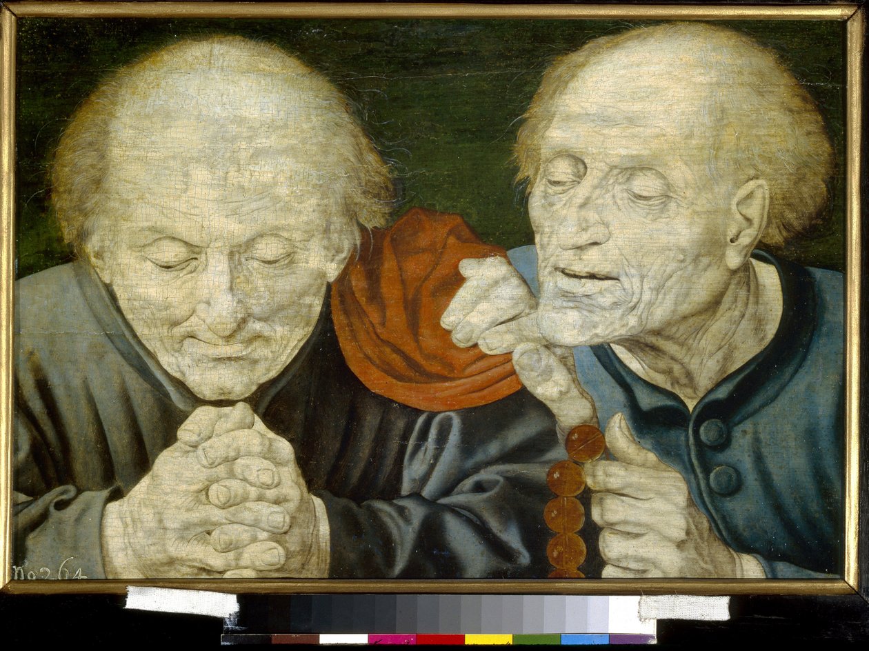 Dwóch starców (Dwóch starców). Obraz Marinus Claeszoon van Reymerswaele (ok. 1490-po 1567), olej na drewnie. XVI-wieczna sztuka holenderska. Państwowe Muzeum Sztuk Pięknych im. A. Puszkina, Moskwa. autorstwa Marinus van Reymerswaele