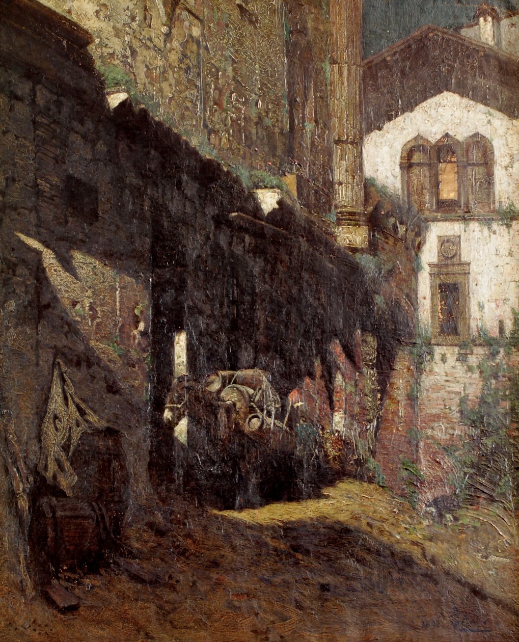 Wilgotne i roztrzaskane szczątki świątyni Apollina w Terracinie autorstwa Mario de Maria