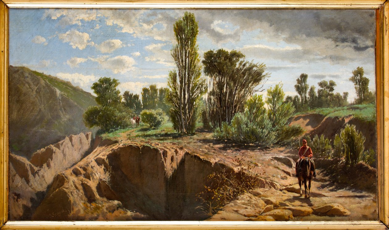 Pejzaż z jadącymi Garibaldianami (olej na płótnie) autorstwa Mario Di Scovolo