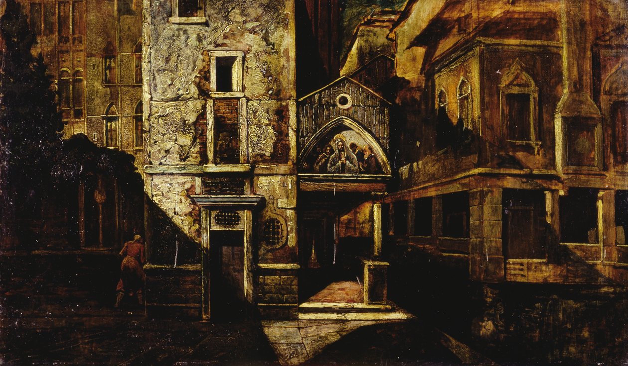 Narożnik w Wenecji, Mario de Maria, pseudonim Marius Pictor (1852-1924), olej na desce, 39,5x66,5 cm autorstwa Mario de (1852 1924) Maria