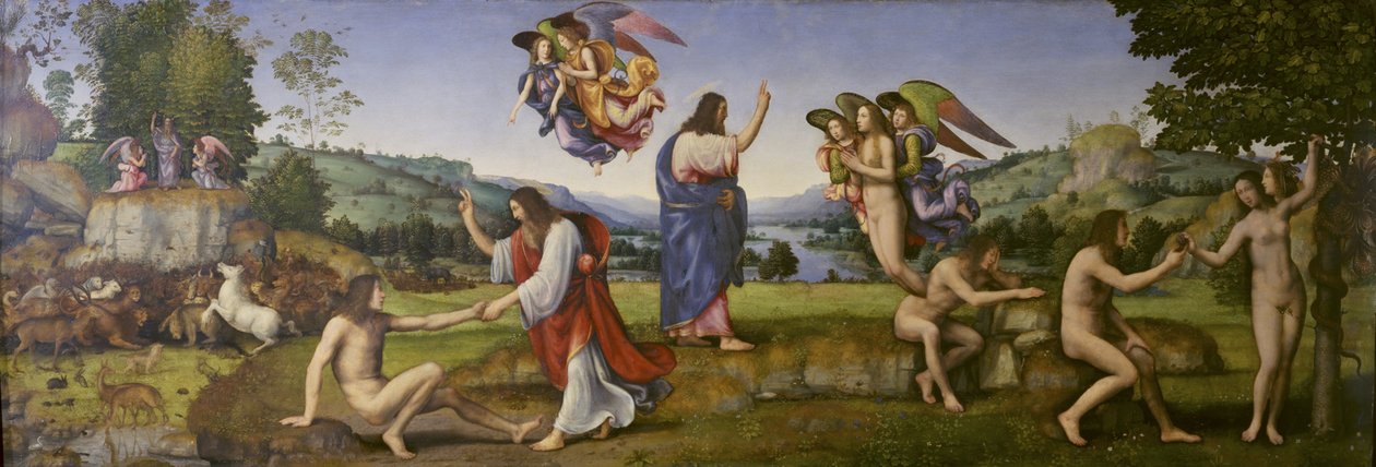 Stworzenie, pokusa i upadek, 1513 autorstwa Mariotto Albertinelli