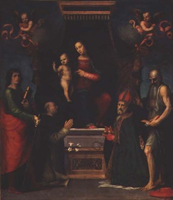 Madonna z Dzieciątkiem ze św. Julianem, św. Dominikiem, św. Mikołajem z Bari i św. Hieronima autorstwa Mariotto Albertinelli