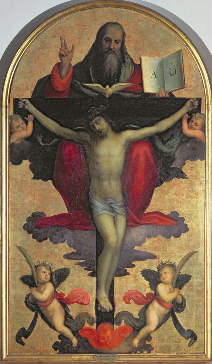Trójca Święta (tempera na panelu) autorstwa Mariotto Albertinelli