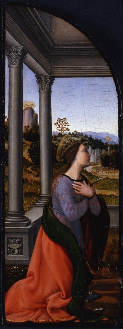 Tryptyk, lewy panel: Święta Katarzyna Aleksandryjska, 1500 autorstwa Mariotto Albertinelli
