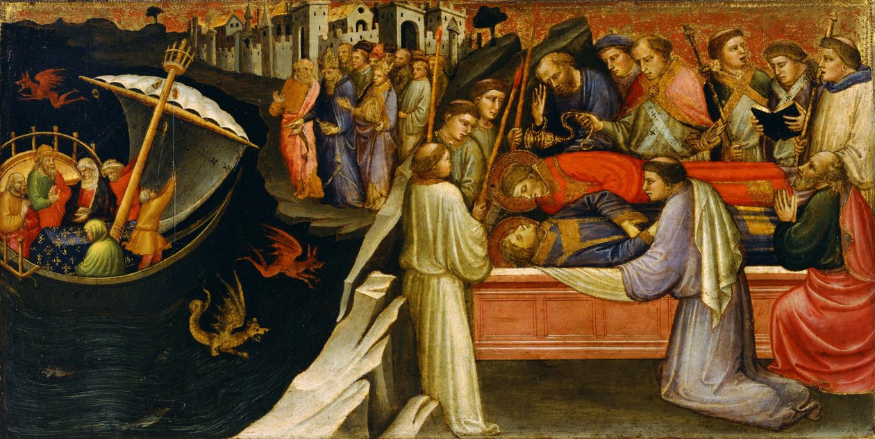 Panel Predella przedstawiający sceny z legendy o św. Szczepie, 1408 autorstwa Mariotto di Nardo
