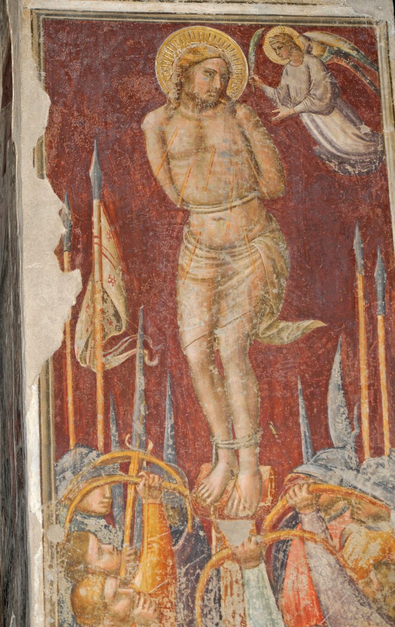 Św. Sebastian, fresk Mariotto di Nardo, kościół Santa Maria Maggiore, Florencja (Lista Światowego Dziedzictwa UNESCO autorstwa Mariotto di Nardo