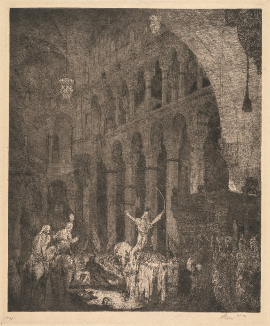 Mohammed II w Aye Sophia autorstwa Marius Alexander Jacques Bauer