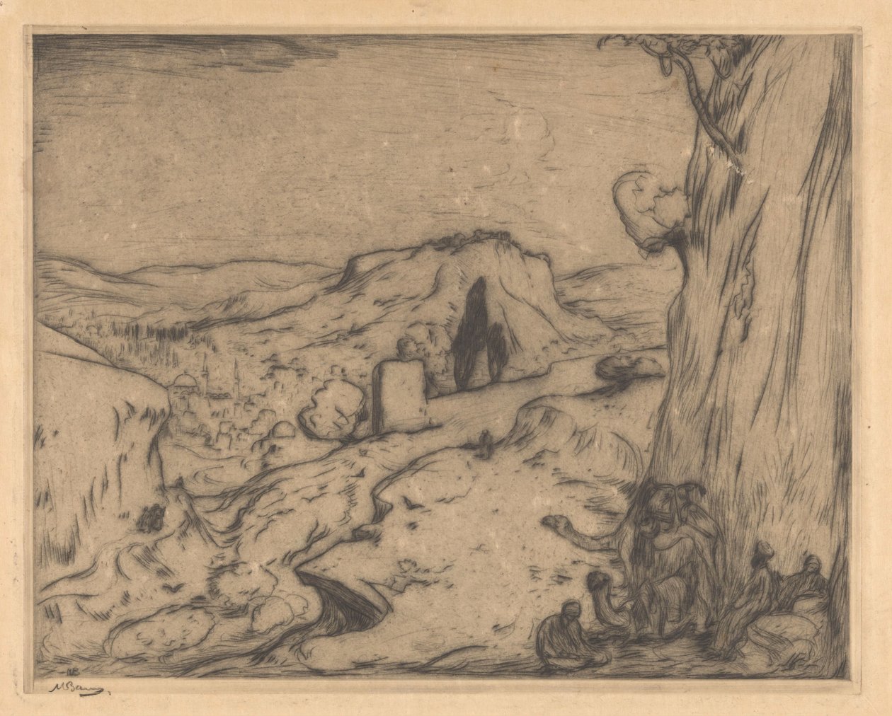 Widok na orientalne miasto w dolinie autorstwa Marius Bauer (signed by artist)
