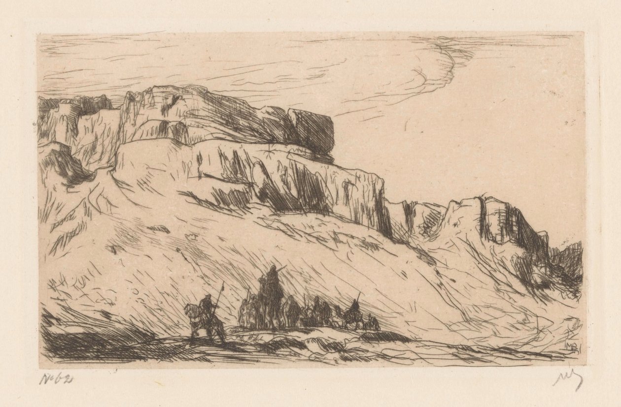 Karawana z wielbłądami w pustynnym krajobrazie autorstwa Marius Bauer (signed by artist)