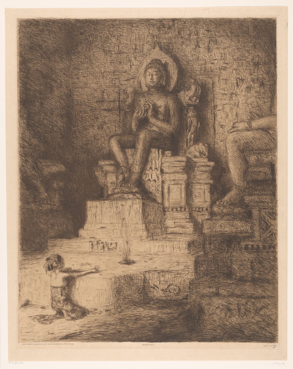 Mendoen (oryginalny tytuł na obiekcie) Indian Tribute z okazji Srebrnego Wesela Królowej H.M. (oryginalny tytuł serii na obiekcie) autorstwa Marius Bauer (signed by artist)