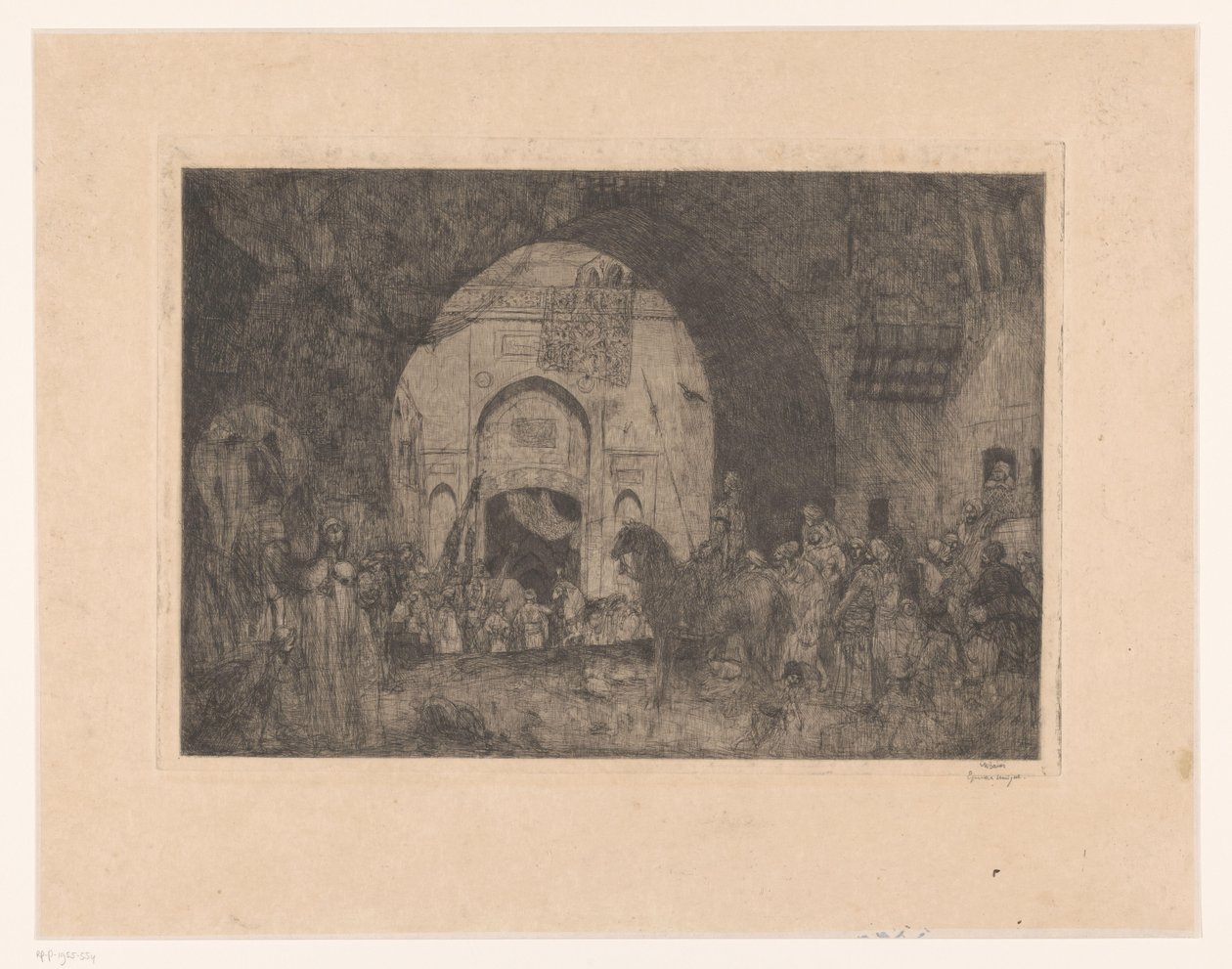 Jeźdźcy ze Wschodu i ludzie przy bramie autorstwa Marius Bauer (signed by artist)