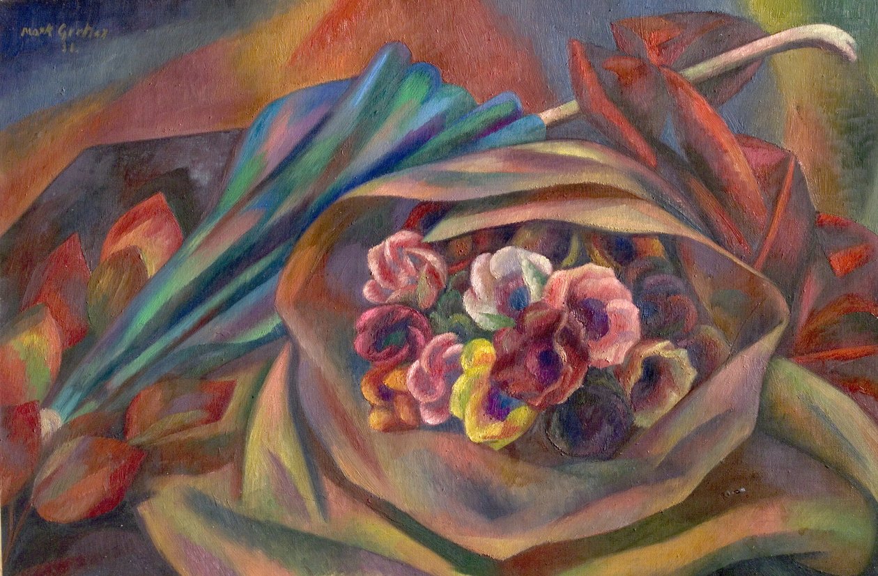 Bukiet i parasolka autorstwa Mark Gertler