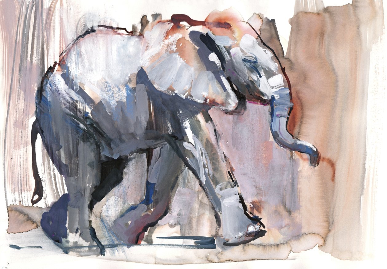 Słoniątko, 2012 (media mieszane na papierze) autorstwa Mark Adlington