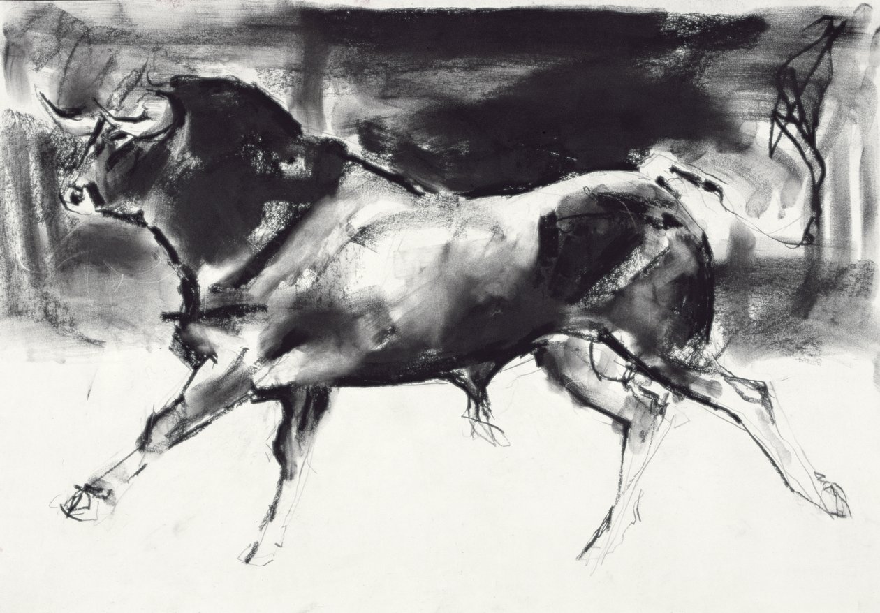 Black Bull (węgiel na papierze) autorstwa Mark Adlington