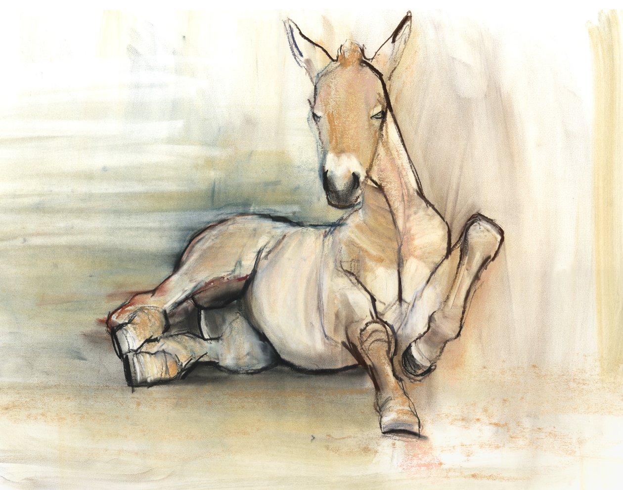 Źrebię, 2012, (conté węgiel i pastel na papierze) autorstwa Mark Adlington