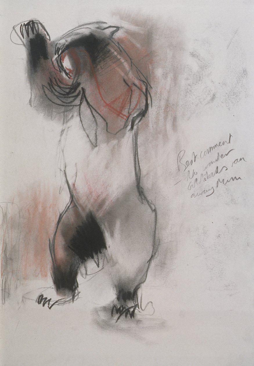 Grizzly, 1995 (węgiel, grafit i conte na papierze) autorstwa Mark Adlington